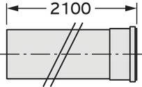 Tehnična risba valja z dolžino '2100'. Puščice kažejo dimenzijo.