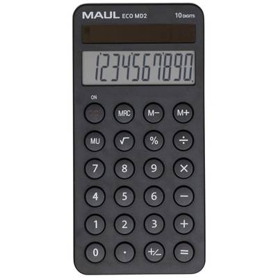 Črn žepni kalkulator z desetimi številčnimi tipkami, na zaslonu prikazuje zaporedje številk '1234567890'.