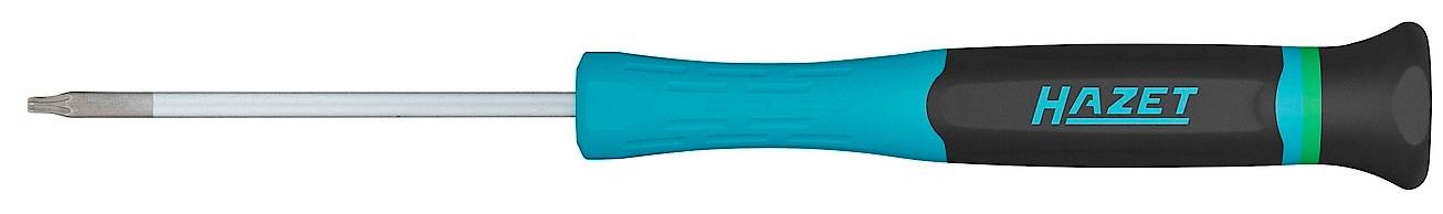 Moder izvijač z črnim ročajem, na katerem piše 'Hazet'. Ročaj ima ergonomsko obliko za boljši oprijem.