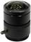 Črni objektiv CCTV s 35-mm goriščno razdaljo in odprtostjo f/1.7, prikazan na beli podlagi.