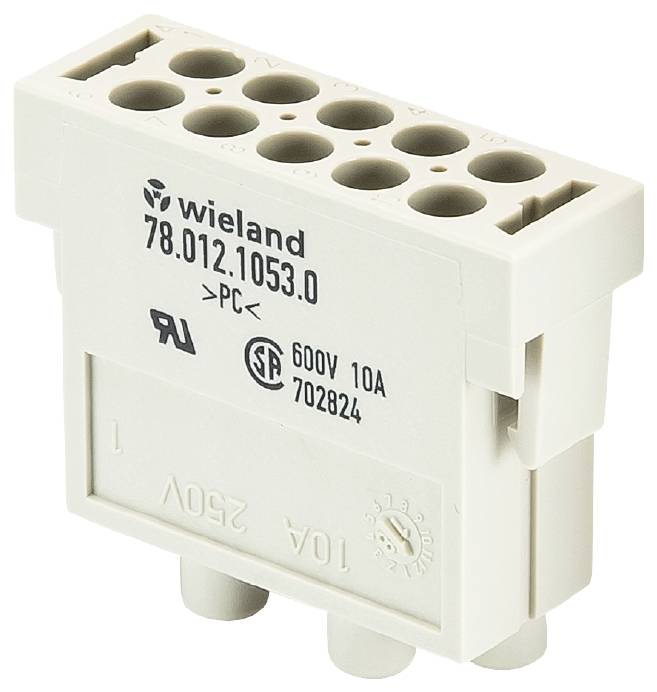 Bel električni vtični konektor znamke Wieland s serijsko številko 78.012.1053.0, načrtovan za 600V in 10A.