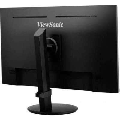 Črn monitor znamke 'ViewSonic' od zadaj, nameščen na okroglem podstavku.
