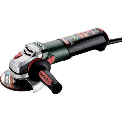 Corded Metabo kotna brusilka s stranskim rokovnjajem in rezalnim diskom, prikazana na belem ozadju.