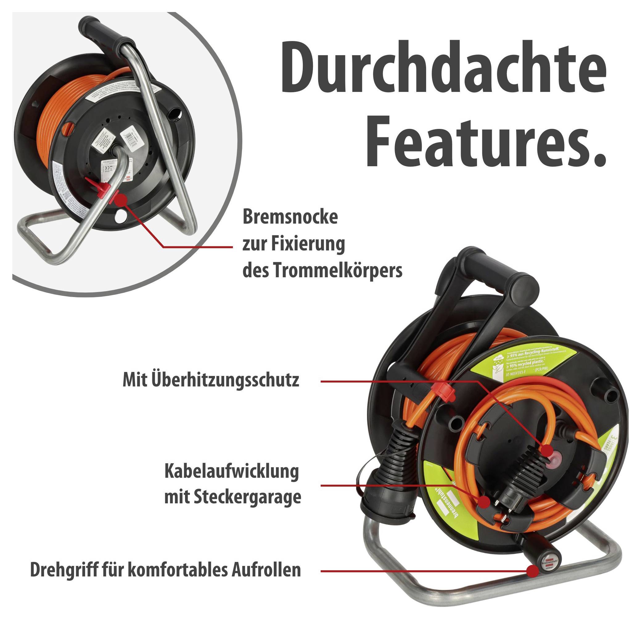 Brennenstuhl 1148500 kabelski boben 23 m oranžna varnostni moški konektor-2