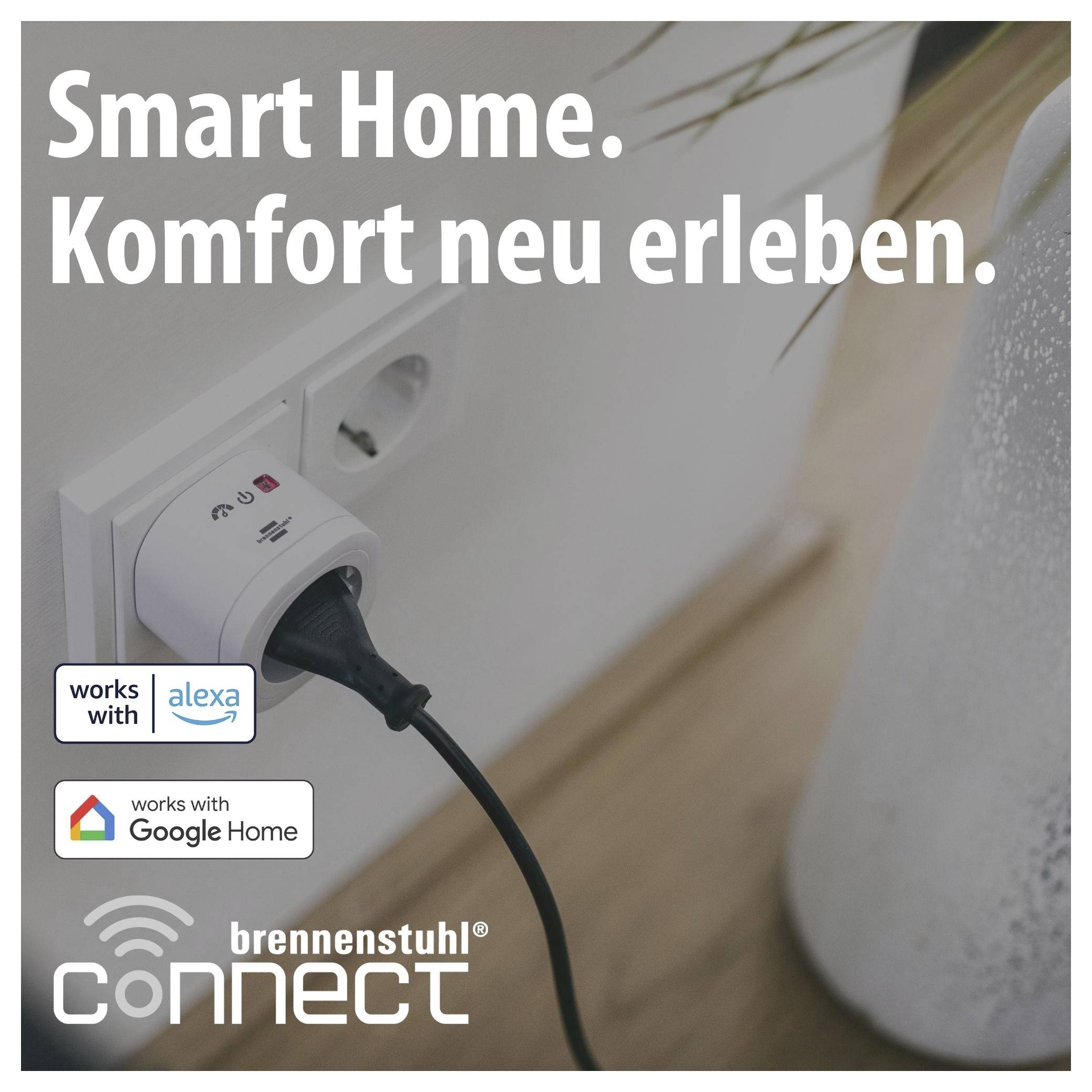 Brennenstuhl 1294880 1294880 Wi-Fi pametna WiFi vtičnica v notranjosti, vtičnica 3680 W-1