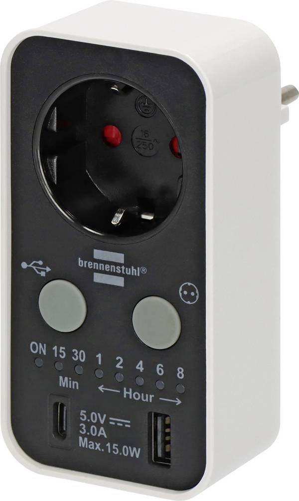 Brennenstuhl 1506180 vtičnica s timerjem digitalno 3000 W IP20