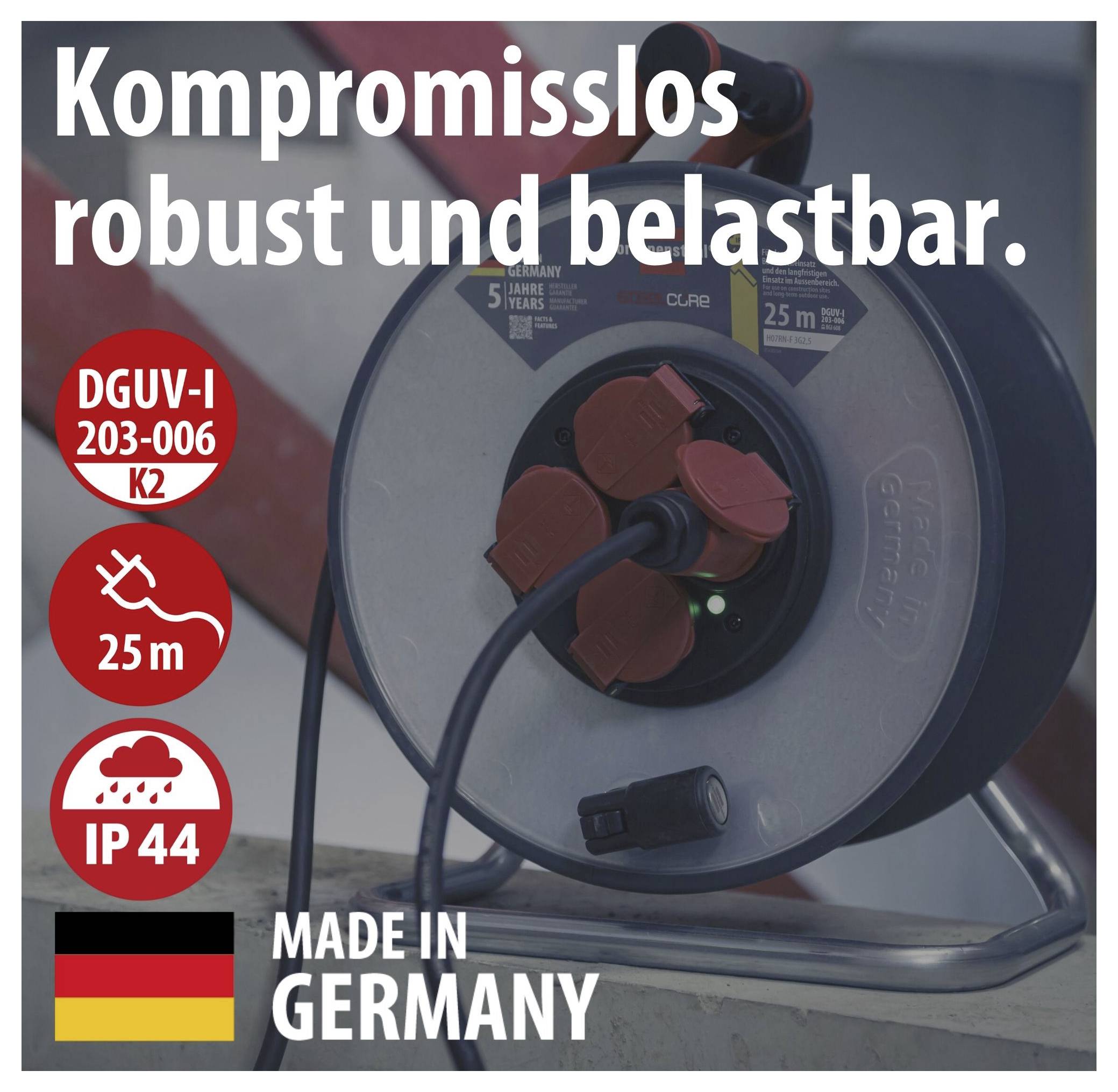 Brennenstuhl 9192250110 kabelski boben 33 m črna varnostni moški konektor-1