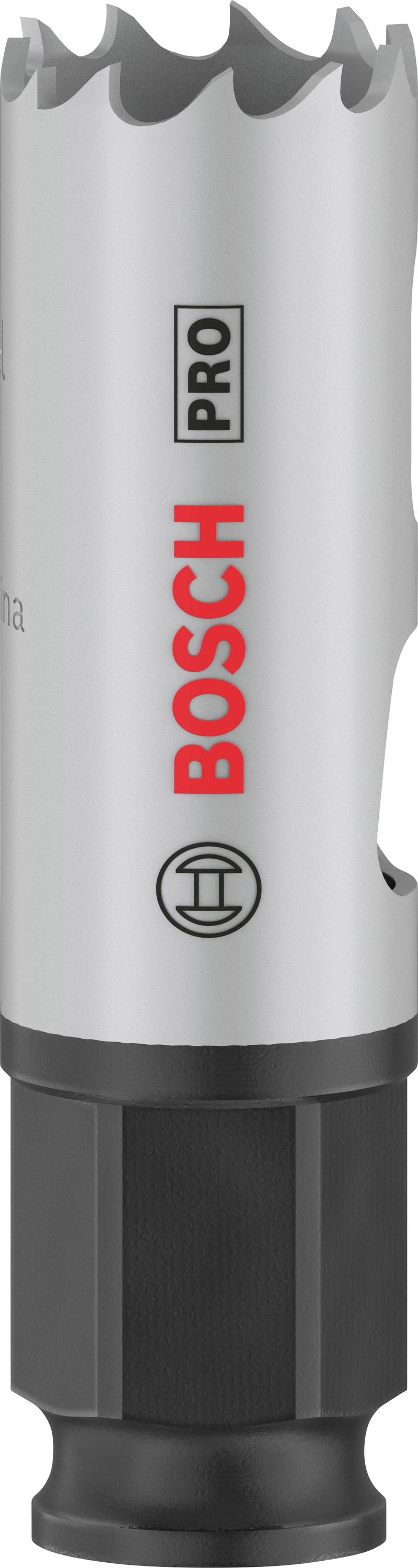 Boschev kovinski svedri, srebrno-črne barve, z rdečim Boschevim logotipom in napisom 'PRO'. Primerni za natančno vrtanje v kovino.