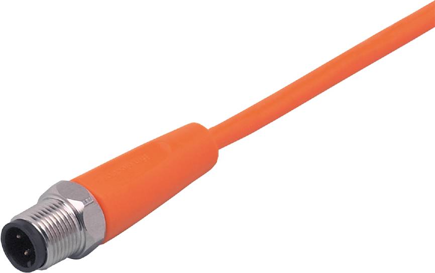 Oranžen koaksialni kabel s F-vtičem, primeren za priklop na satelitske ali kabelske televizijske naprave.