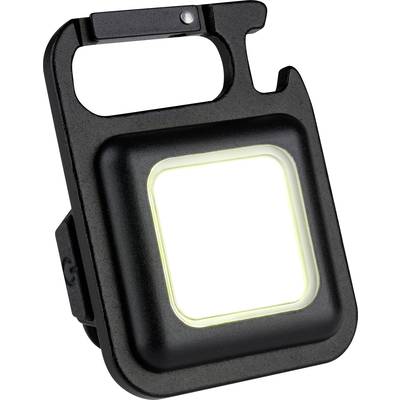 Črn LED odpirač za steklenice s kvadratno lučjo na sredini in ročajem za steklenico zgoraj. Idealen za kampiranje ali zabave.