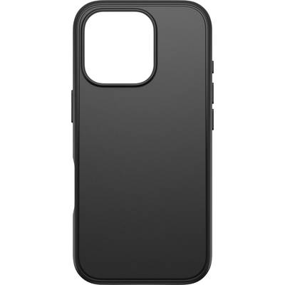 Črn plastičen mobilni ovitek z enostavnim dizajnom, pravokotno izrezano odprtino za kamero. Primeren za posamezen model pametnega telefona.