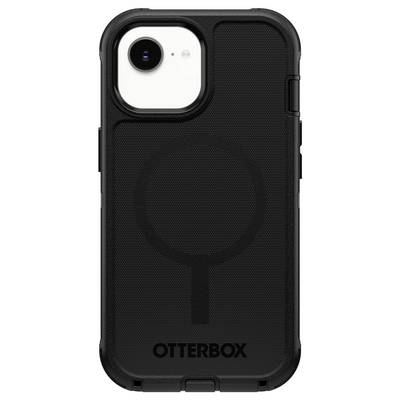 Črna torba OtterBox za telefon z MagSafe obročem in velikim izrezom za fotoaparat, prikazana v čelnem pogledu.