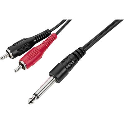 Avdio priključni kabel z 6,35 mm jack vtičem do dveh RCA vtičev, namenjen za priklop avdio opreme.