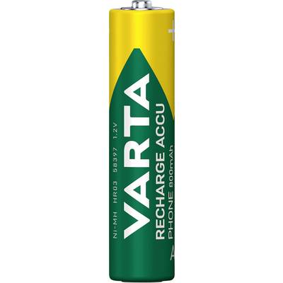 Baterija z napisom 'VARTA RECHARGE ACCU' in zmogljivostjo 800 mAh, primerna za telefone.