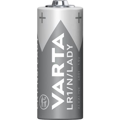 Srebrna baterija z napisom 'VARTA LR1/N/LADY Alkaline 4001 1.5V'.