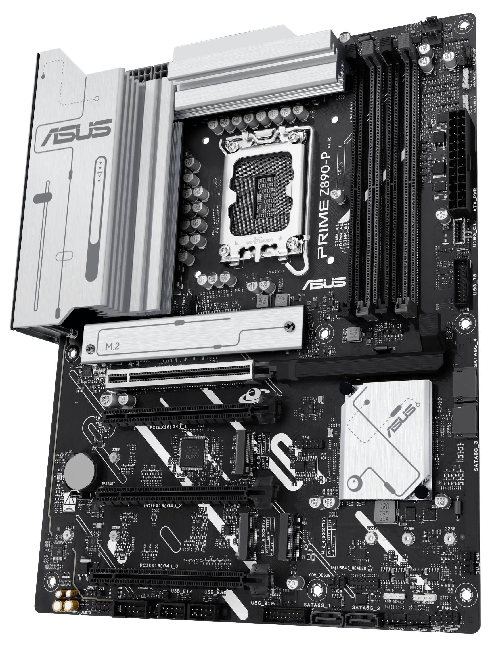 Matična plošča ASUS Z690-P podpira Intel procesorje 12. generacije. Prepoznavni so reže za RAM, PCIe in M.2 reže.