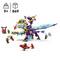 LEGO-komplet od 9 let naprej z 869 deli: Velik, barvit zmaj v vijolično-modri barvi s krili in dodatno opremo; šest figur, vključno z ninja bojevniki.