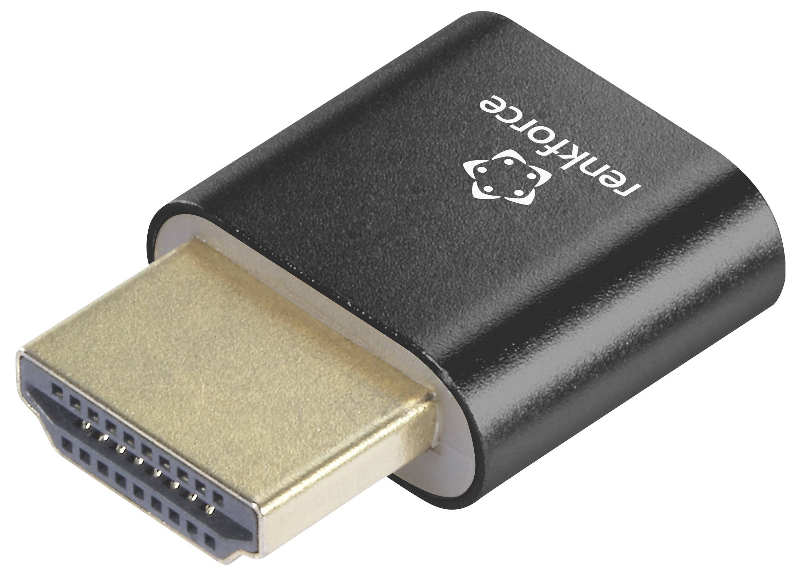 Črn HDMI adapter z zlatim priključkom ob strani. Na adapterju piše 'Fenkforce'.
