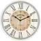 Analogna stenska ura z rimskimi številkami. Bel okvir, osrednji številčnik z napisom 'VINTAGE CLOCK EUROPE'. Kaže 10:10.
