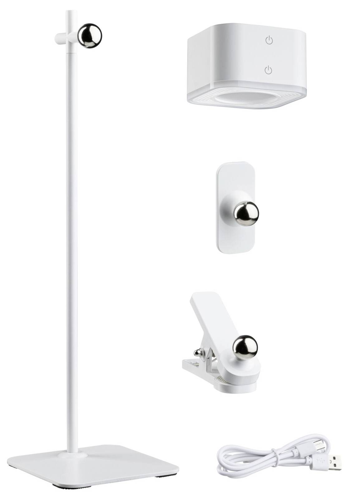 LED-svetilka s stojalom, pritrjevanjem z vijaki, sponko in USB-kablom za prilagodljive možnosti osvetlitve. Idealna za delovne prostore.