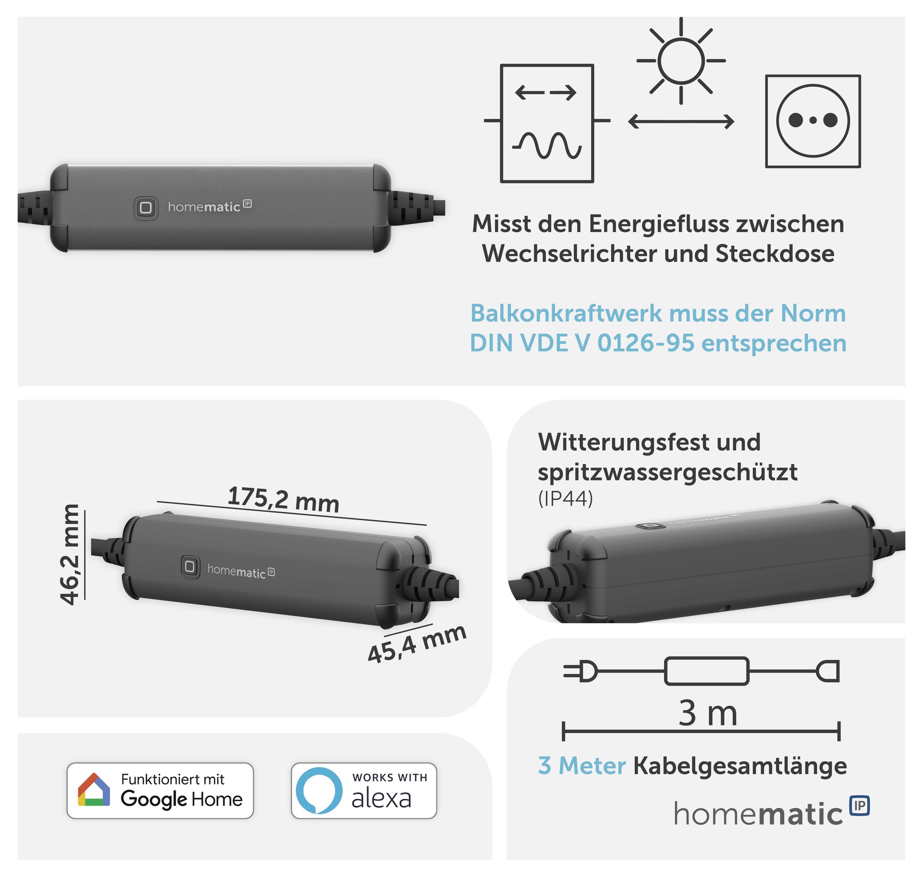 Homematic IP brezžični preklopni merilni kabel/zunanja vtičnica HmIP-PSMCO-7