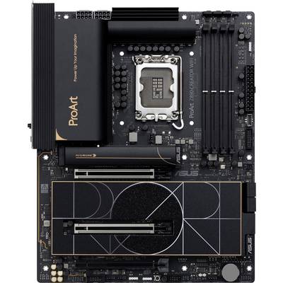 ProArt Z690-CREATOR WIFI matična plošča z več RAM-režami in PCIe-režami, primerna za zmogljive računalnike.