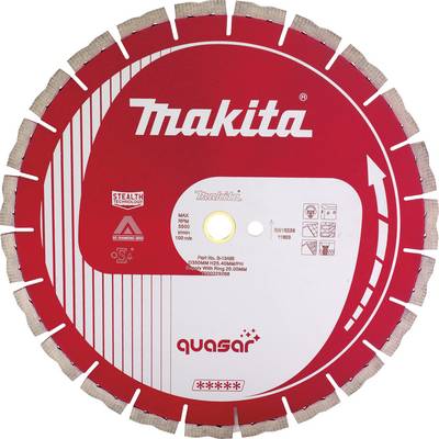 Rdeč diamantni rezalni disk Makita z žaginimi zobmi, primeren za hitro rezanje betona in zidakov, premer 230 mm.