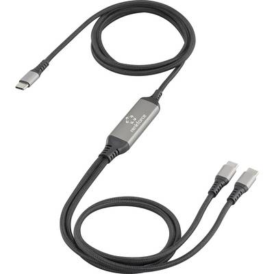 USB-C kabel, ki se razdeli na dva izhoda. Idealen za sočasno polnjenje več naprav. Besedilo na kablu: 'tetchforce'.