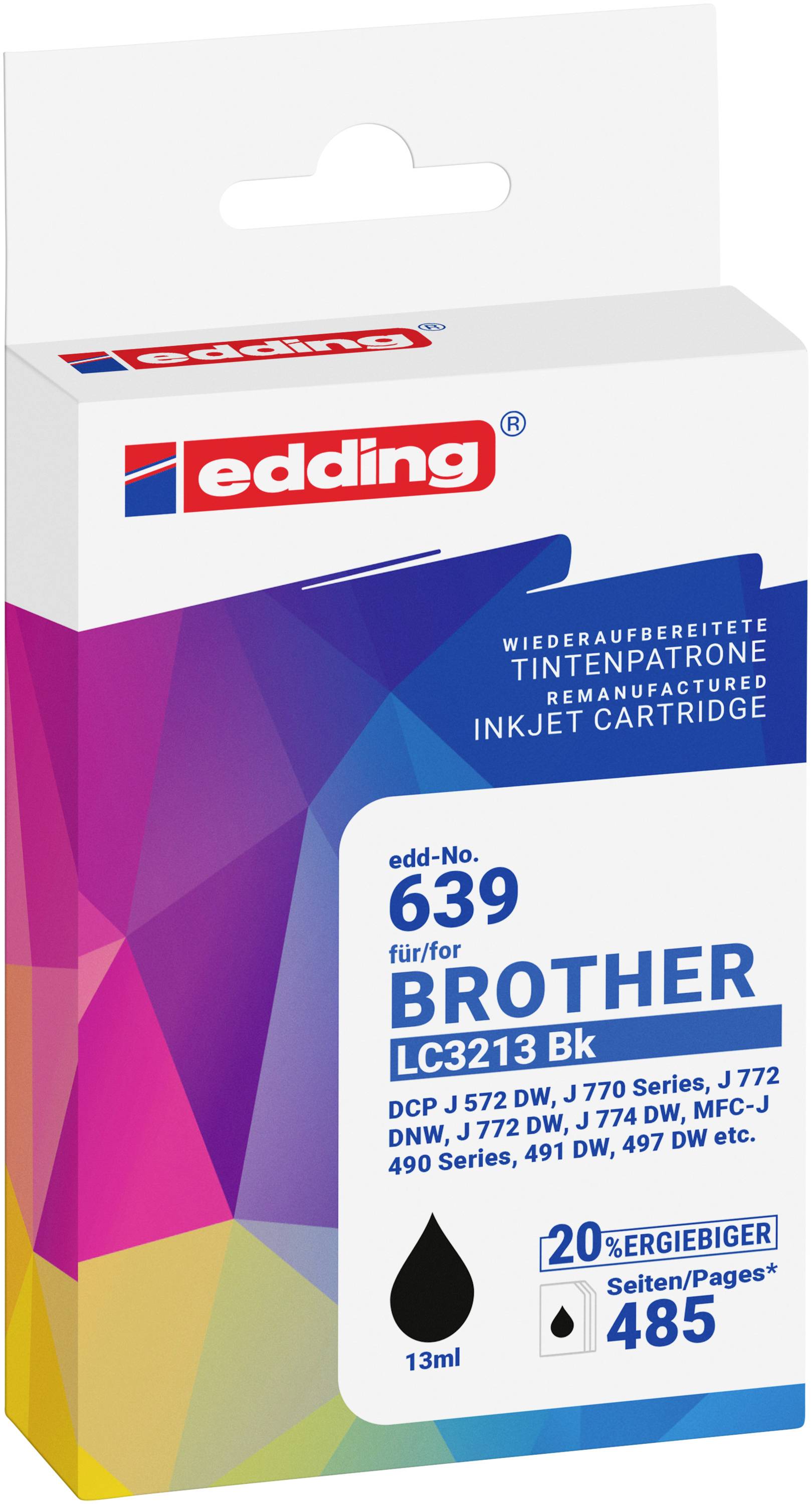 Edding črnilo zamenjava Brother LC3213BK kompatibilnost črna EDD-639 18-639-0