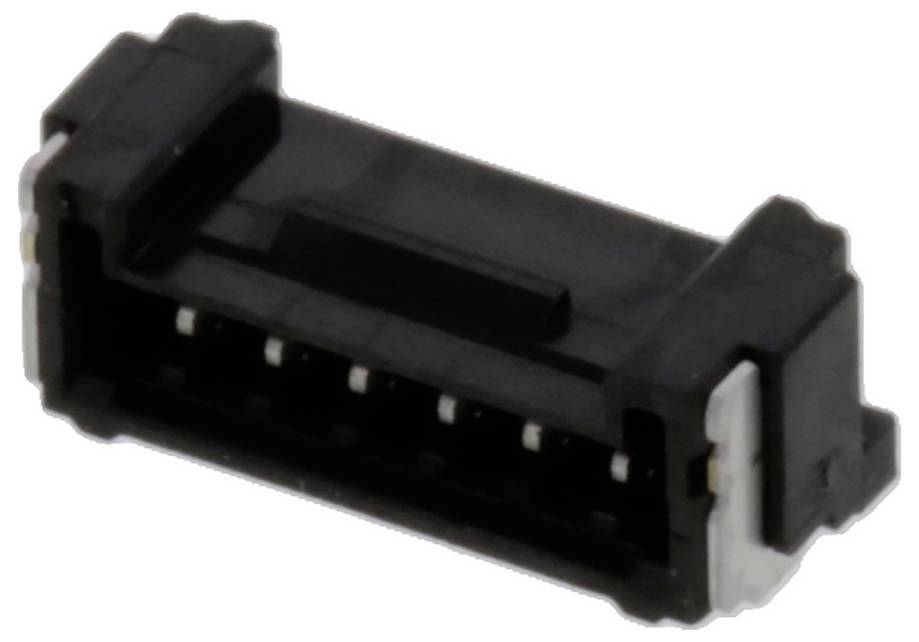 Črn električni vtič pravokotne oblike, z več kovinskimi kontakti v notranjosti, uporabljen za elektronske povezave.