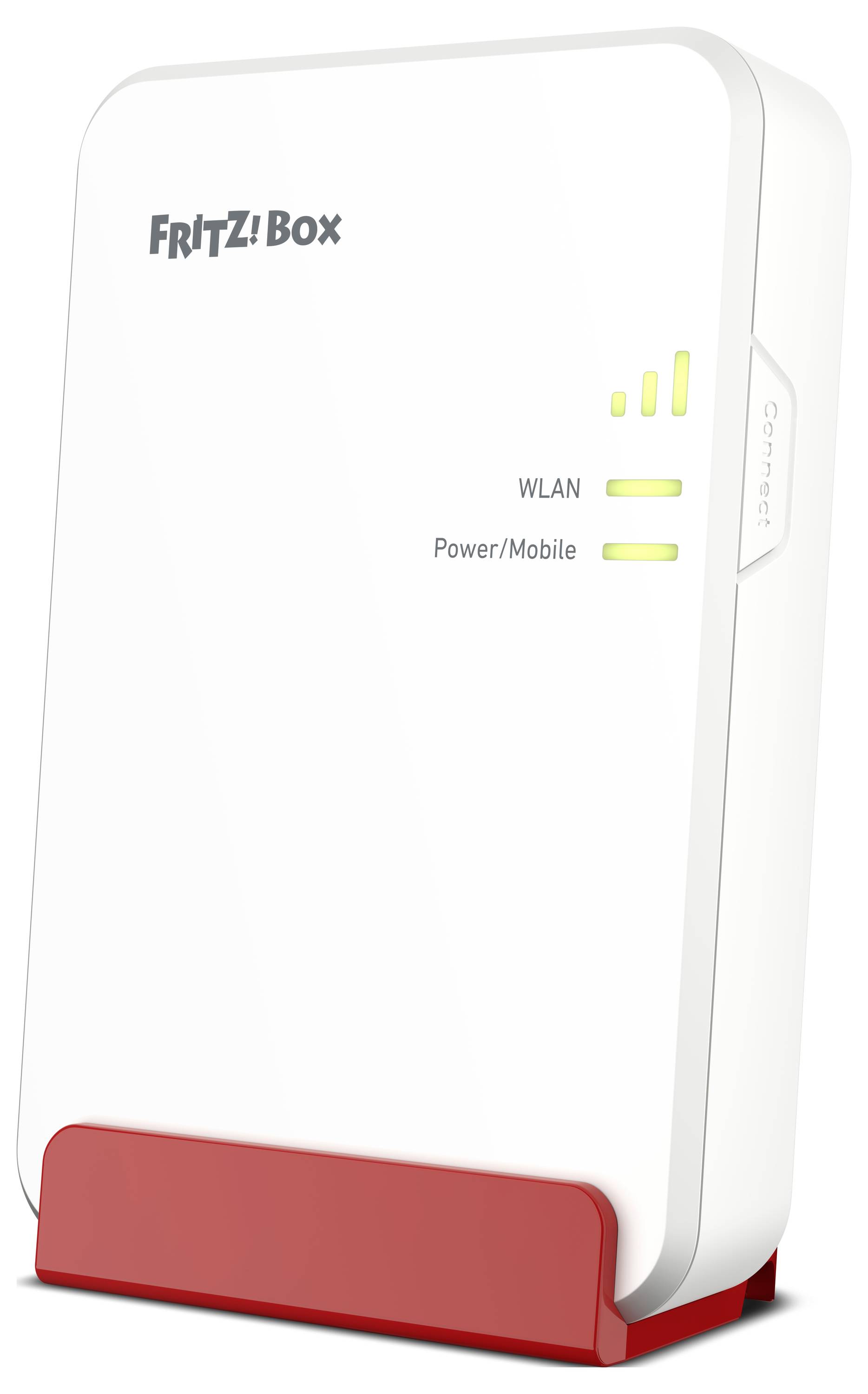 WLAN usmerjevalnik z napisom 'FRITZ!Box', prikazuje statusne lučke za WLAN in napajanje.