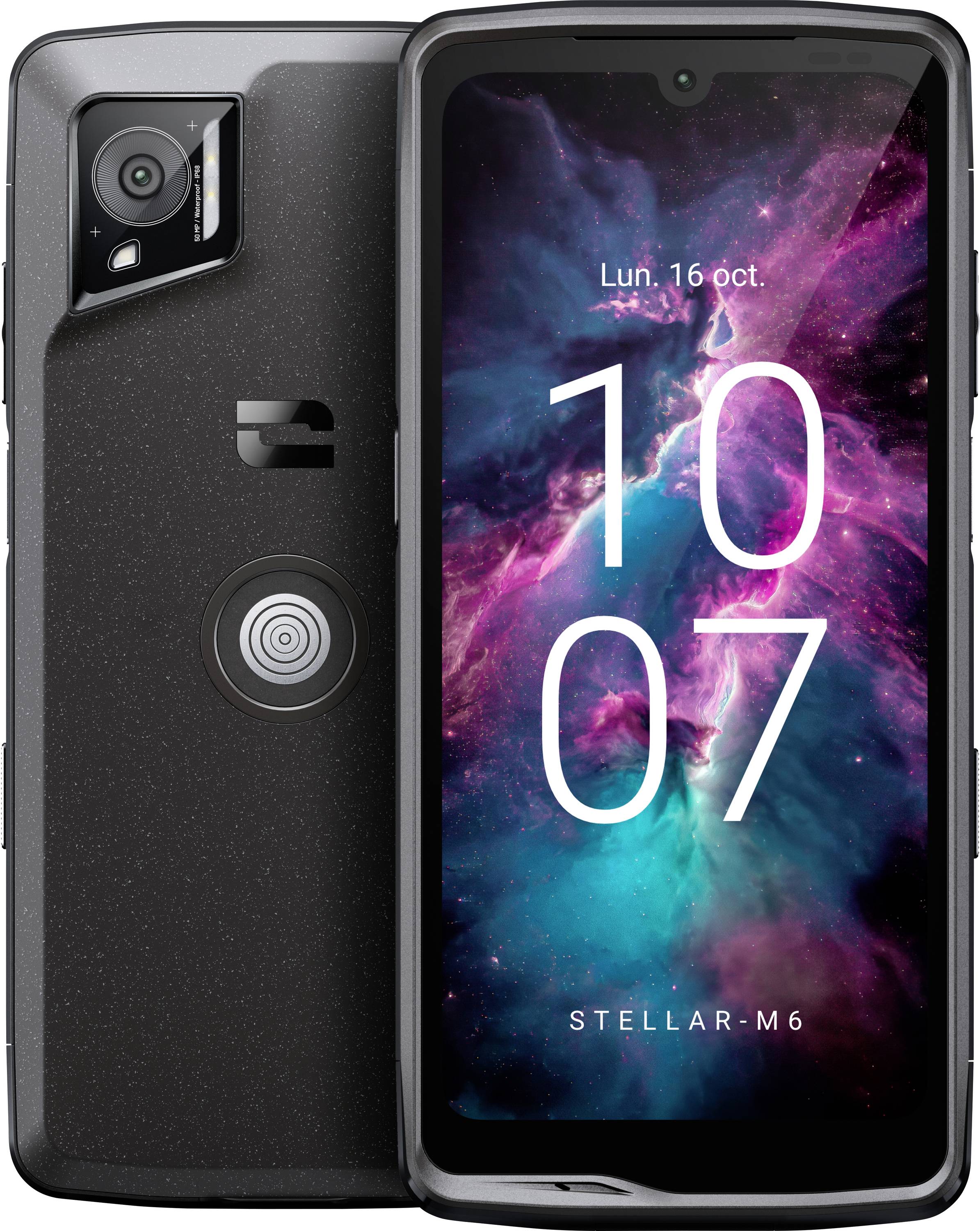 Pametni telefon z ovitkom na levi strani. Na zaslonu datum in ura: 'Pon. 16. okt.' in '10:07'.