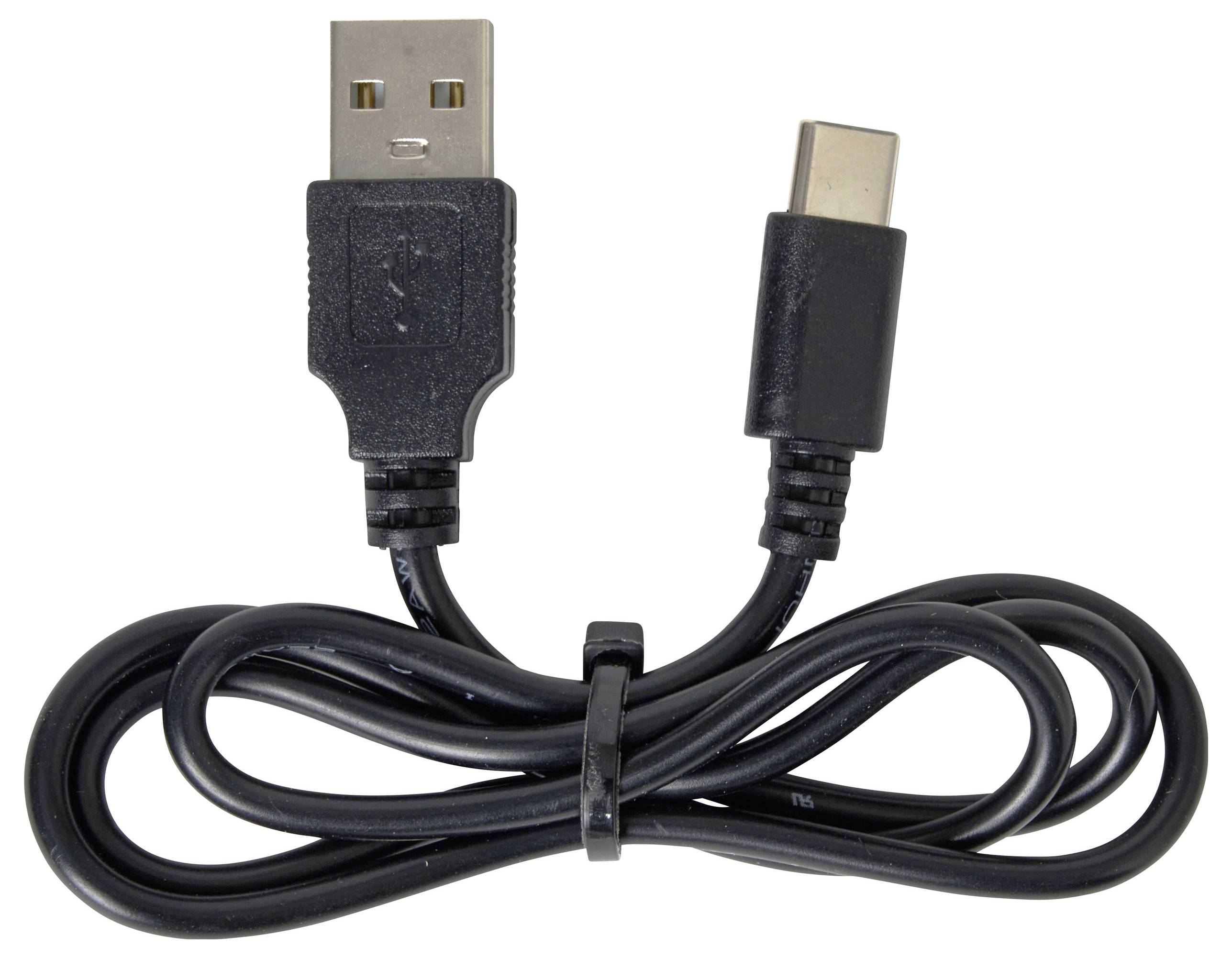 USB-kabel z USB-A in USB-C priključkoma, zavezanima v zanko, pred belo podlago. Idealen za prenos podatkov in polnjenje.