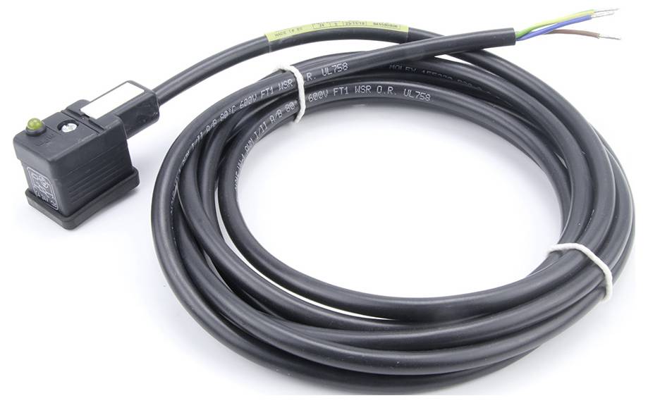 Črn kabel s pravokotnim senzorjem na koncu. Senzor ima malo vidno LED-lučko.