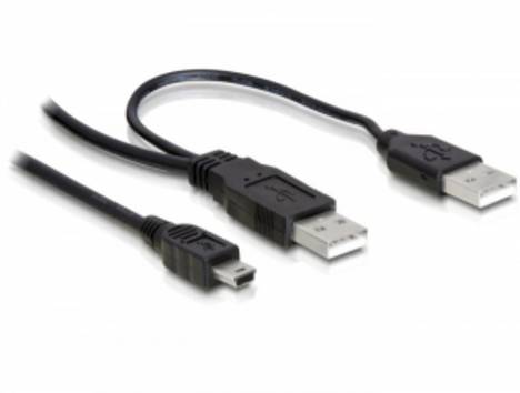 Delock USB kabel  USB 2.0 USB-A vtič, USB-A vtič, USB-mini-B vtič 1.00 m črna  82447