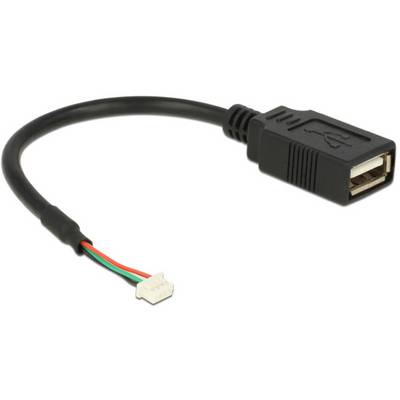 Črn USB-adapterski kabel z odprtimi konci kabla: rdeč, zelen, bel, črn.