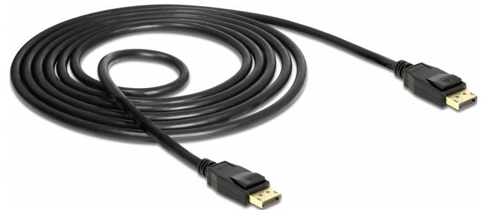 Dolg, črn HDMI-kabel z dvema priključkoma, pripravljen za povezovanje naprav za prenos avdio in video signalov.