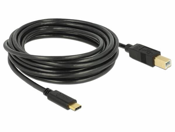 Delock USB-C kabel USB 2.0 USB-C® vtič, USB-B vtič 4.00 m črna 83667