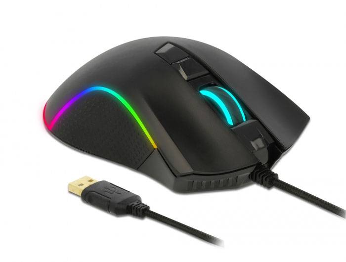 Delock 12670 ergonomska miška USB optični črna 6 Tipke 10000 dpi-2