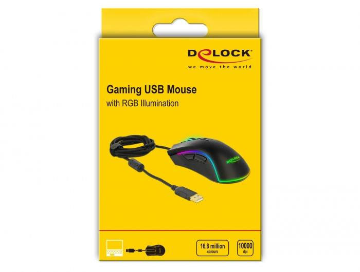 Delock 12670 ergonomska miška USB optični črna 6 Tipke 10000 dpi-6