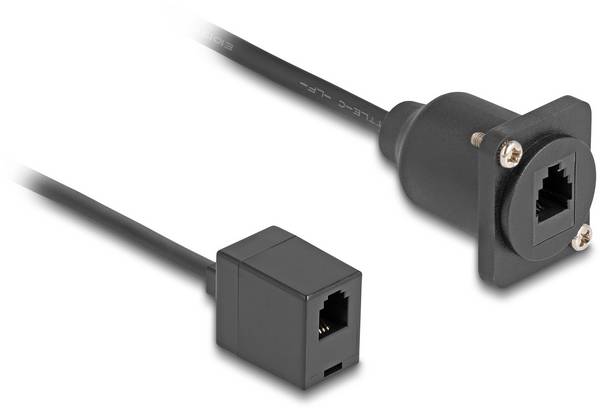 Delock 87969 RJ10 omrežni kabel, Patch kabel kabel  0.30 m črna ploščati 1 kos