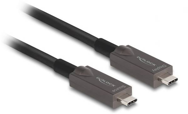 Delock USB priključni kabel USB-C® vtič 15.00 m črna 84179 4K UHD USB-C kabel