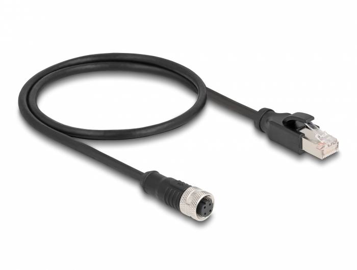 Črni kabel s kovinskim in plastičnim priključkom na obeh koncih, primeren za priklop elektronskih naprav.