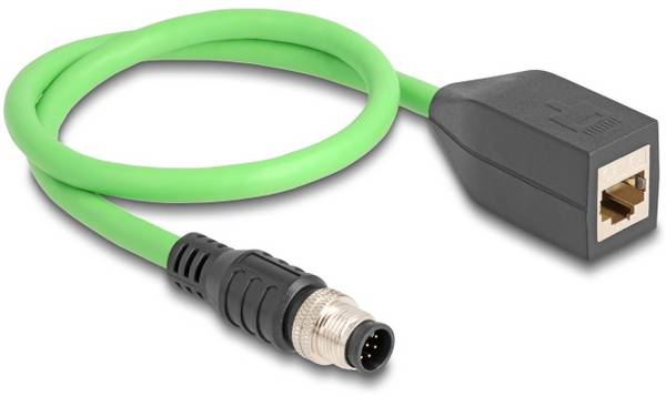 Delock 60570 RJ45 / M12 omrežni kabel, Patch kabel kabel SF/UTP 0.50 m zelena zaščiten 1 kos