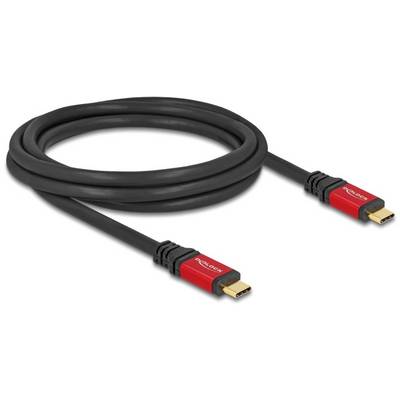 Prikazano je črno HDMI-kabel z zlatimi priključki in rdečimi konci. Primeren je za povezovanje elektronskih naprav.