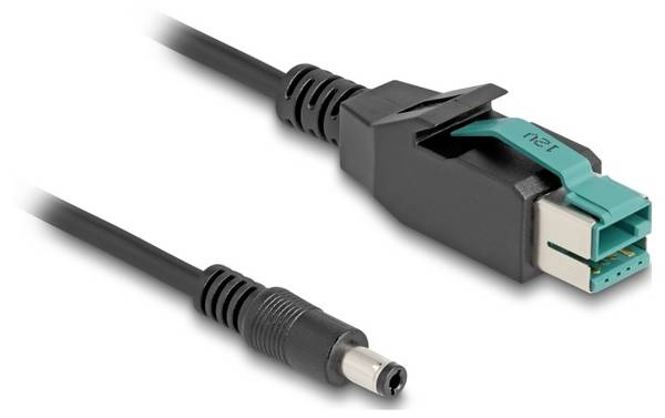 Delock USB napajalni kabel PoweredUSB 12V vtič, DC vtič 5,5 mm 1.00 m črna PVC plašč, dvojno oklopljen 80495