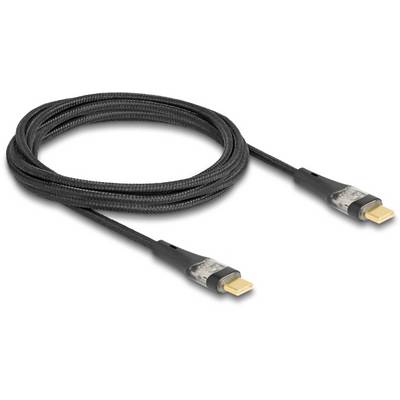 Daljši črn USB-kabel z zlatima priključkoma na obeh koncih, primeren za prenos podatkov ali polnjenje naprav.