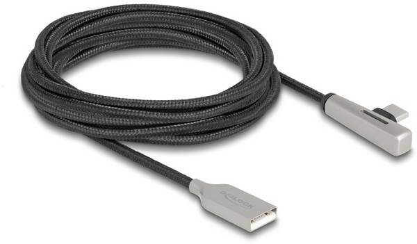 Delock USB kabel USB 2.0 USB-A vtič, USB-C® vtič 3.00 m črna, srebrna 80768