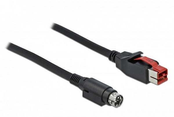 Delock USB napajalni kabel PoweredUSB 24V vtič, Hosiden mini-DIN 3-polni vtič 1.00 m črna 85945