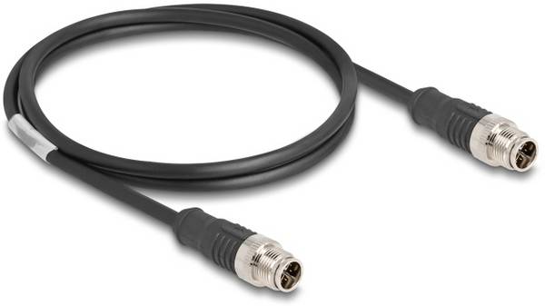 Delock 80863 M12 omrežni kabel, Patch kabel CAT 5e S/FTP 1.00 m črna zaščiten 1 kos